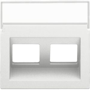 Centraalplaat data 2x RJ schuine uitgang white coated