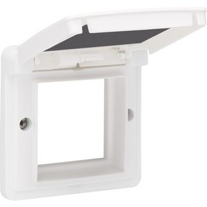 Aanpaskader met klapdeksel 45x45mm spuitwaterdicht wit