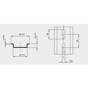 Lengte a 2mtr. DIN-rail TS35SL staal verzinkt