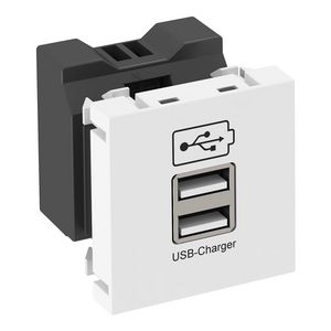 USB laadapparaat 2.1 A laadstroom 45x45mm carbonaat puur wit