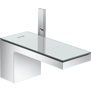 AXOR MyEdition 1-hendel wastafelmengkraan 70 en afvoer met afvoerplug chroom/spiegel glas