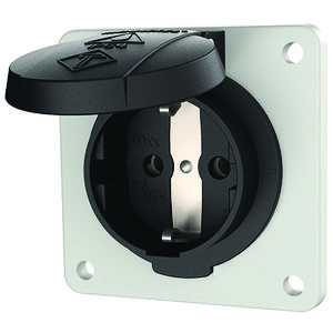 Inbouwwandcontactdoos 16A 2P+A 230V IP54 SCHUKO zwart