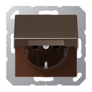 Wandcontactdoos A500 mokka voor met R/A klapdeksel