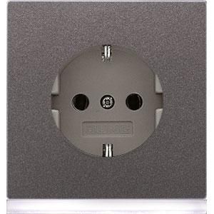 Wandcontactdoos antraciet met R/A ki.beveil.& LED LS