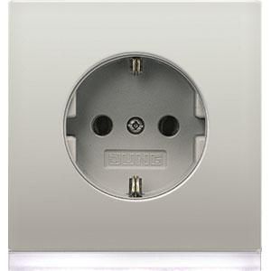 Wandcontactdoos edelstaal met R/A ki.beveil.& LED LS