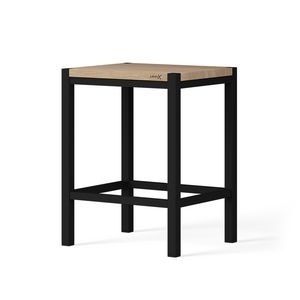 Badkamerkruk WOODEN STOOL 350x300mm h=450mm massief eiken old grey mat zwart poten