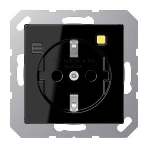 Wandcontactdoos A500 met ALS 30mA zwart Saf+