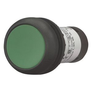 Drukknop compact vlak groen terugverend 1no/0nc