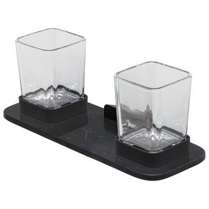 Glashouder dubb. zwart planchet matzwarte marmerlook SHIFT