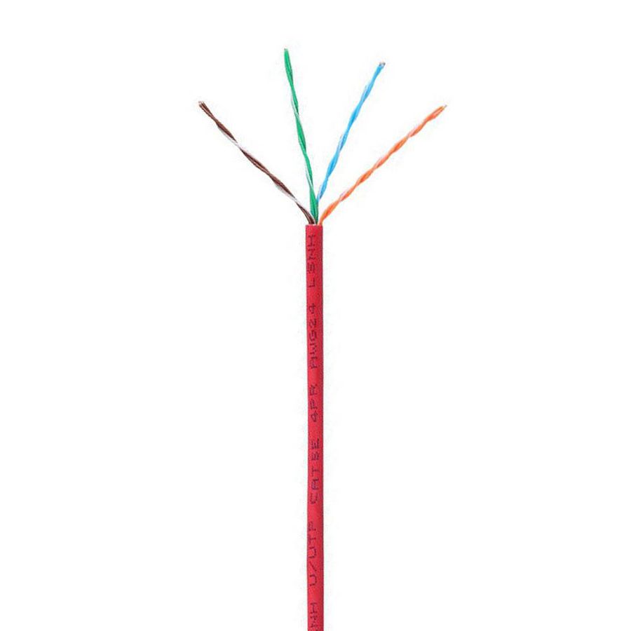 Haspel a 100m. Brandmeldkabel UTP Cat 5e LSNH haspel rood