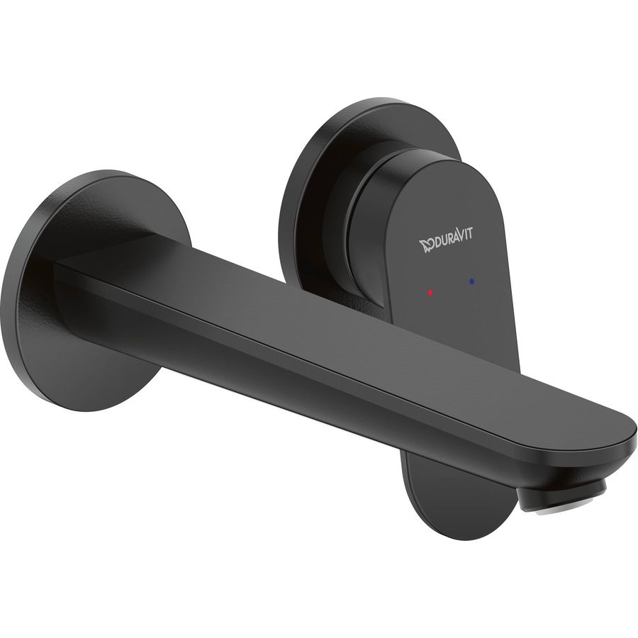 Wave 2-gats wandmengkraan afbouwdeel mat zwart sprong 202mm excl. inbouwdeel