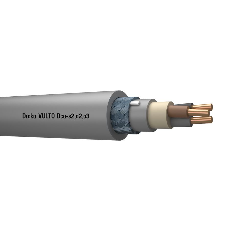 Haspel a 500m. VULTO VO-YMvKas Dca 0,6/1kV gy# 3x4/4mm² (bruin - zwart - grijs)