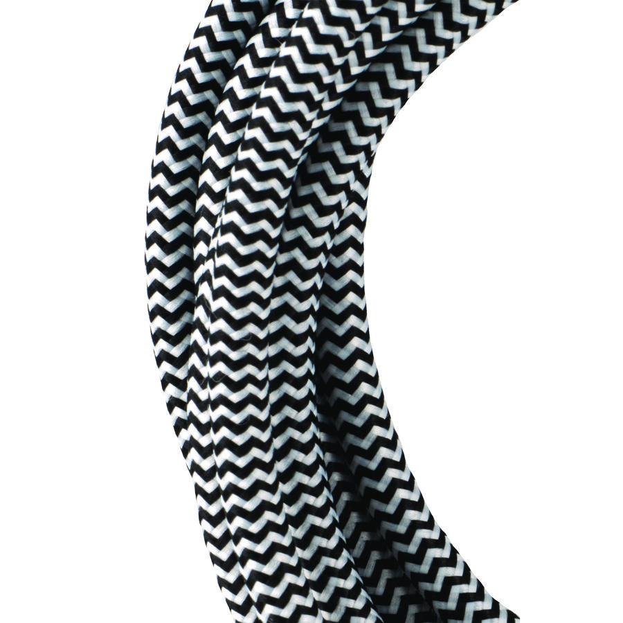 Lengte a 3m. Textielsnoer 3C 3x0,75mm² zwart/wit