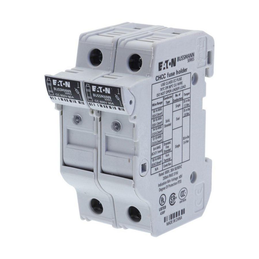 Zekeringhouder laagspan.30 A AC 600 V 10x38mm CC 2P UL VVE=6