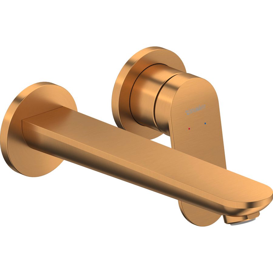 Wave 2-gats wandmengkraan afbouwdeel brons geborsteld sprong 202mm excl. inbouwdeel