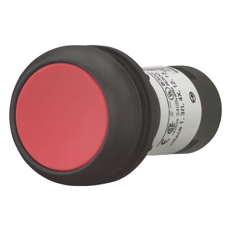 Drukknop compact vlak rood terugverend 0no/1nc