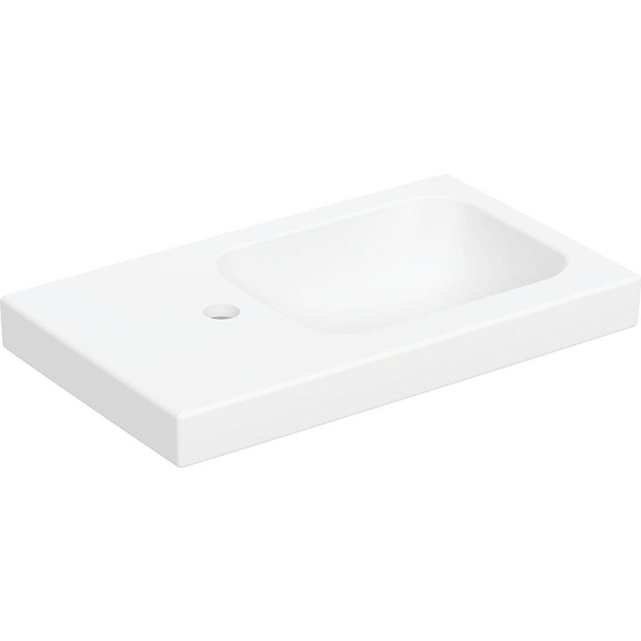 iCon Light fontein 53x31cm met kraangat + aflegvlak links zonder overloop mat wit