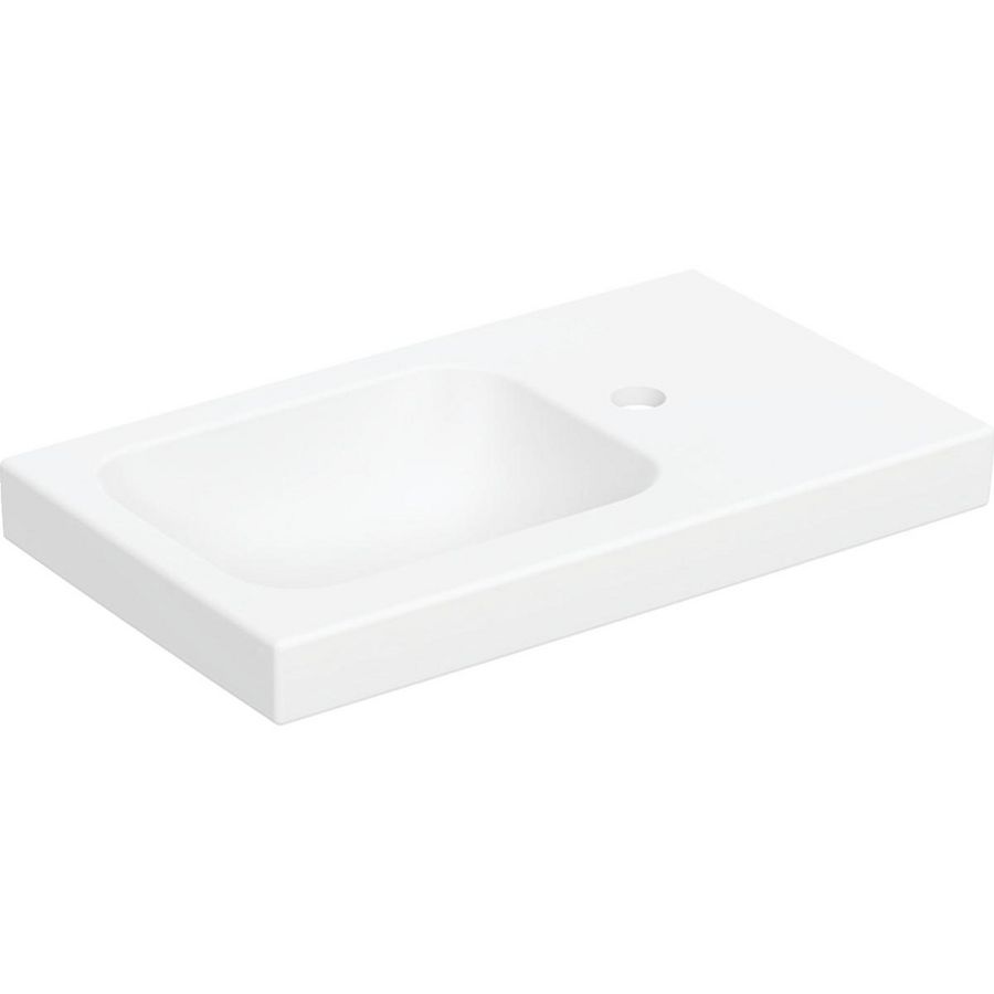 iCon Light fontein 53x31cm met kraangat + aflegvlak rechts zonder overloop mat wit