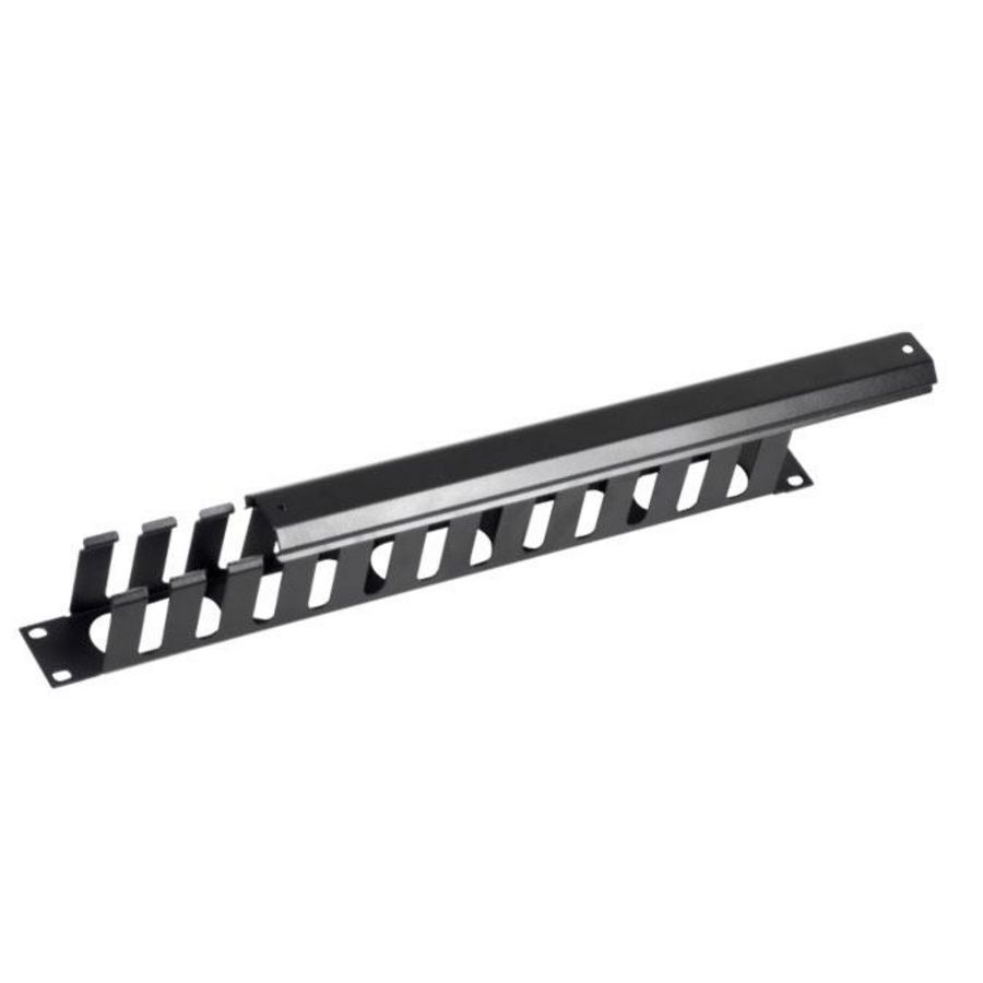 Rangeer/doorvoer paneel zwart 1HE 19"