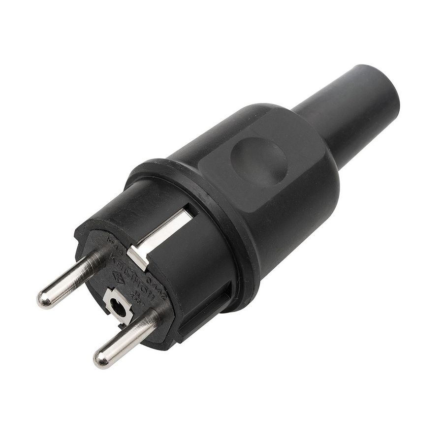 Rubberen stekker IP44 zwart