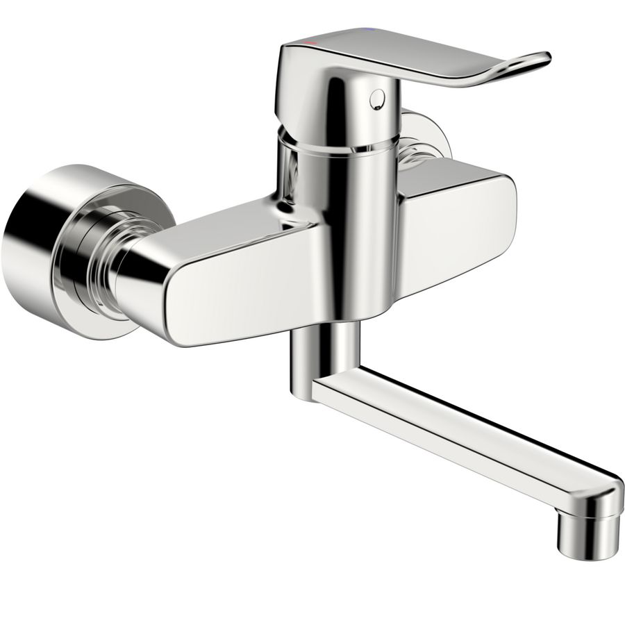 Wastafelkraan eengreeps wandmontage, DN15 uitloop 150mm