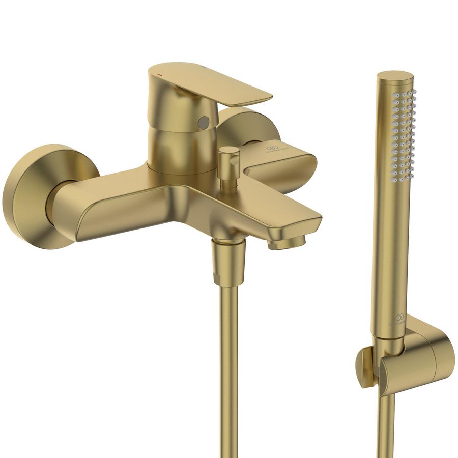 Connect Air bad/douchemengkraan met badset brushed gold (mat goudkleurig)