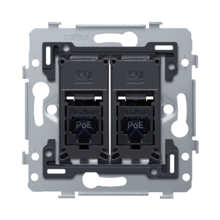 Mechanisme 2 RJ45-aansl.en UTP Cat. 6 PoE++ vlak