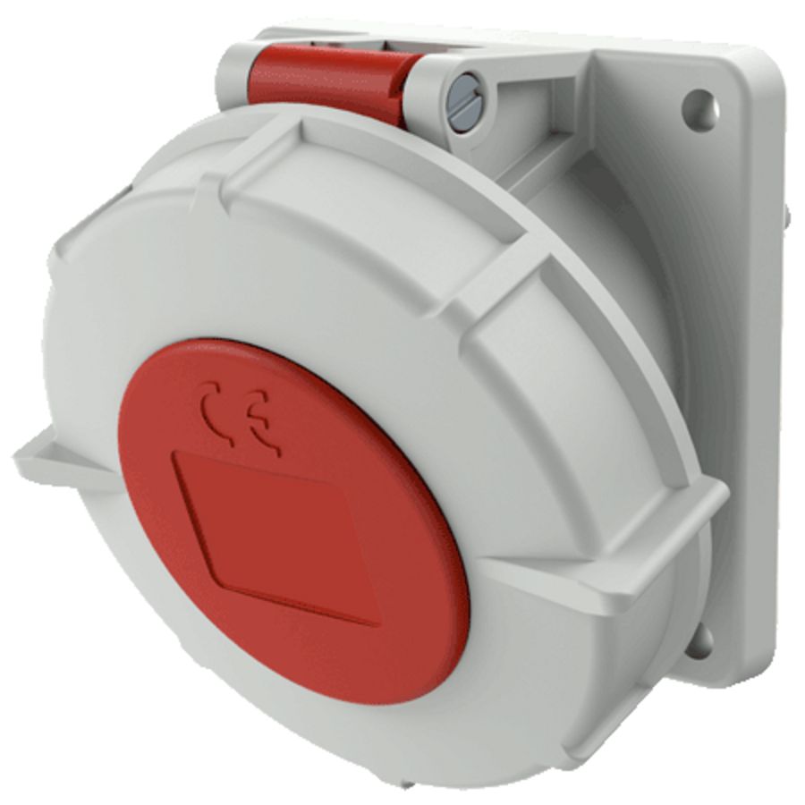 Inbouwwandcontactdoos 32A 4-polig  6H 400V IP67 TwinCONTACT