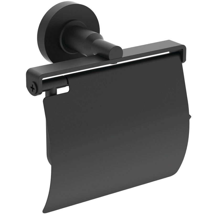 Closetrolhouder m. deksel 122 x 135 x 55mm silk black IOM