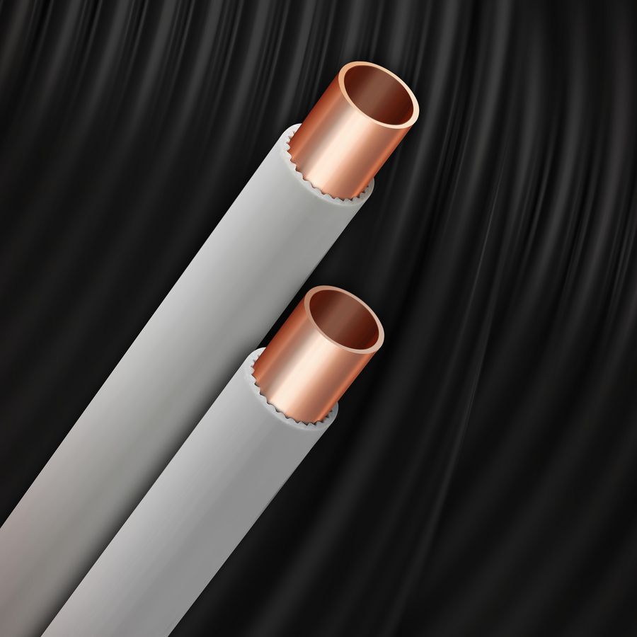 Rol a 25mtr. koperen buis PVC mantel 15x1mm KIWA/Gastec