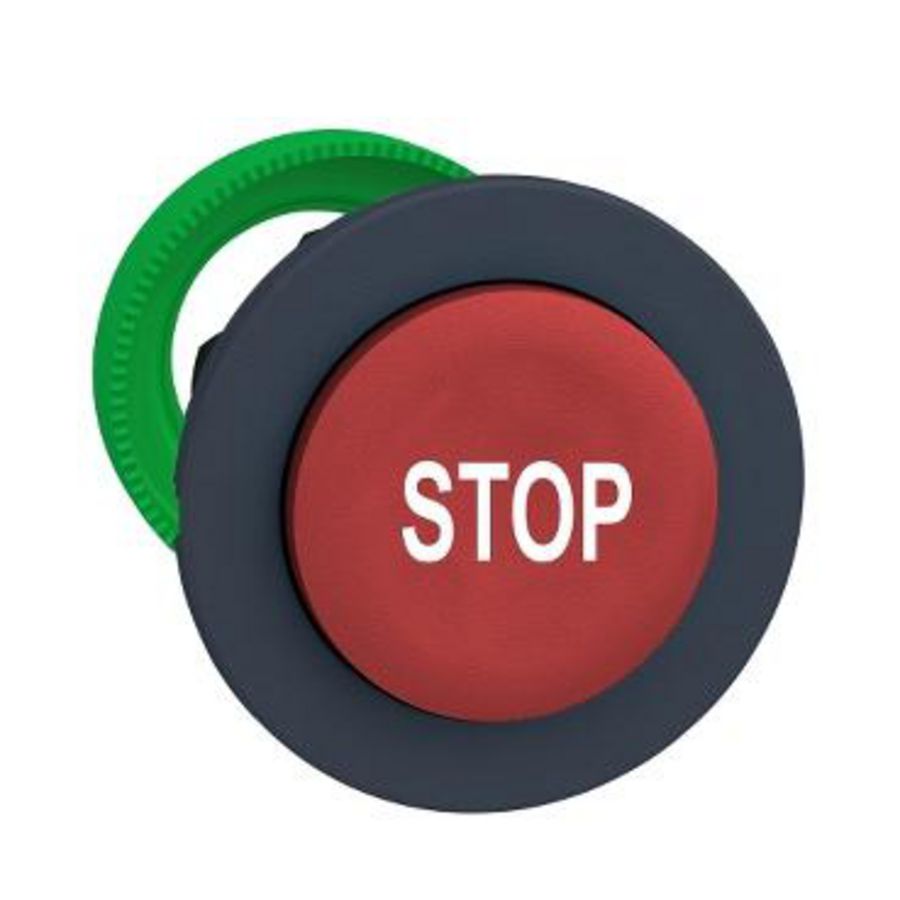 Flush mounted push button head plastic red 30 spring return