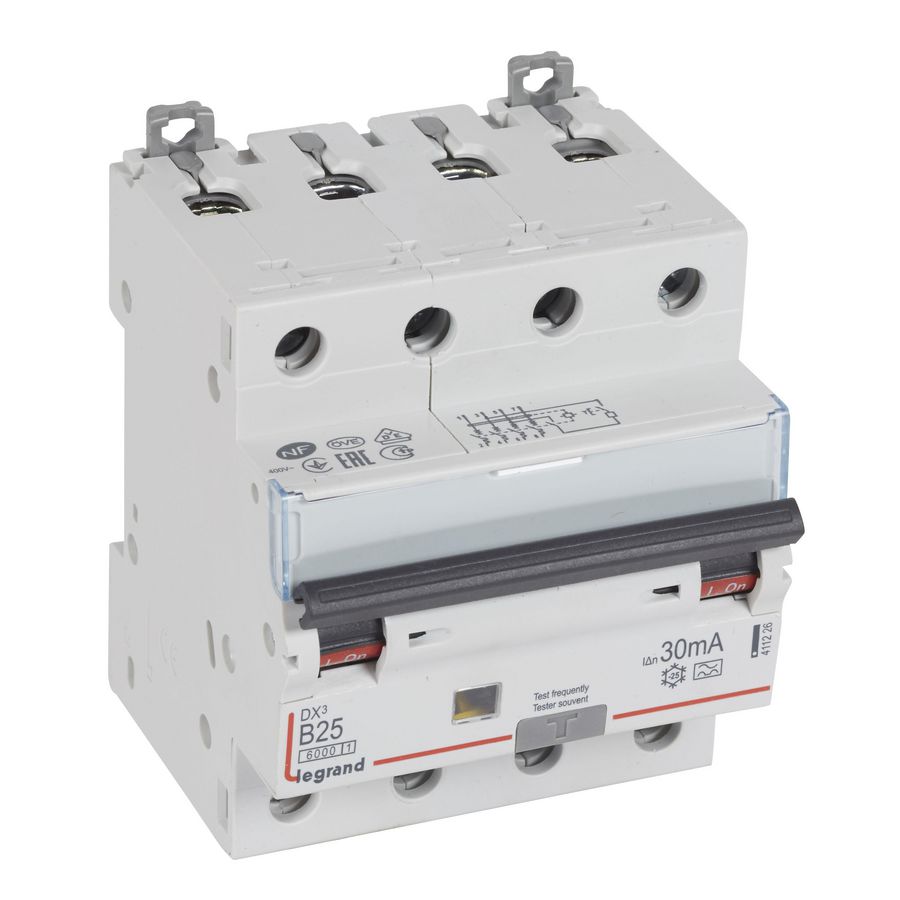 Aardlekautomaat DX3 4-polig B25A 6000A 30mA