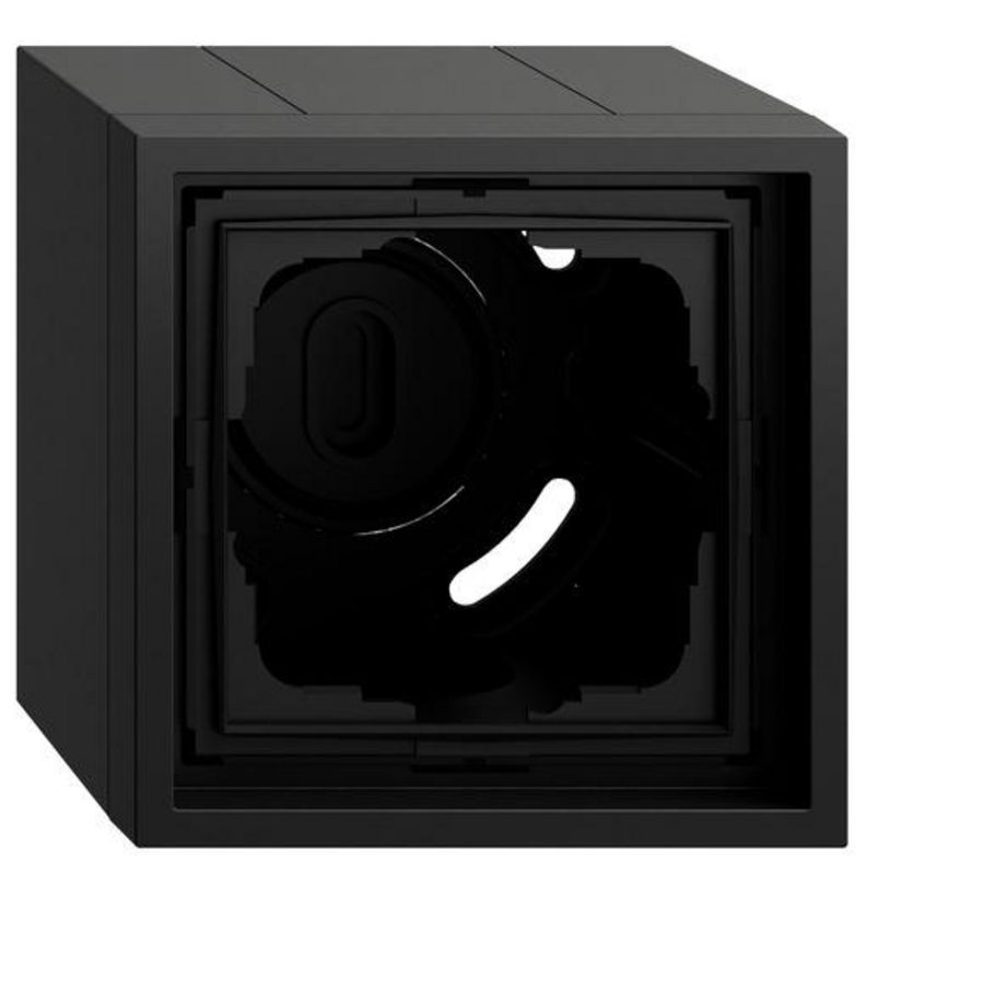 opbouwbehuizing 1-voudig + Afdekraam Gira F300 zwart m(gel.)