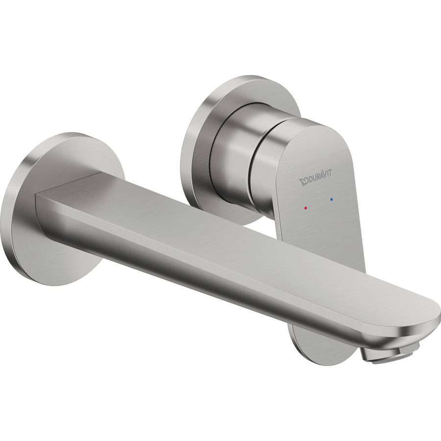 Wave 2-gats wandmengkraanafbouwdeel rvs geborsteld sprong 202mm excl. inbouwdeel