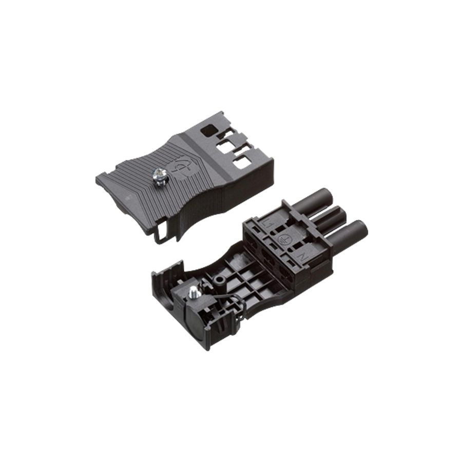 Steker 3-polig female zwart VVE=200