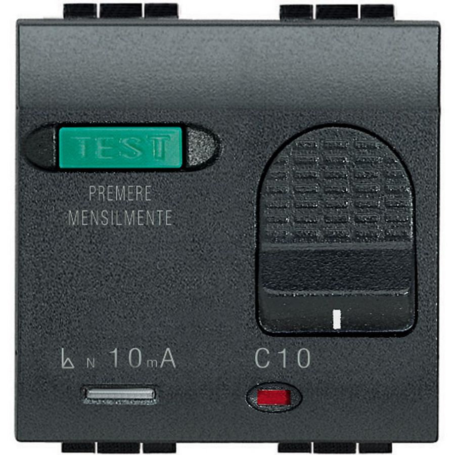 Installatieautomaat 10A 3kA met uitschakelaar antraciet