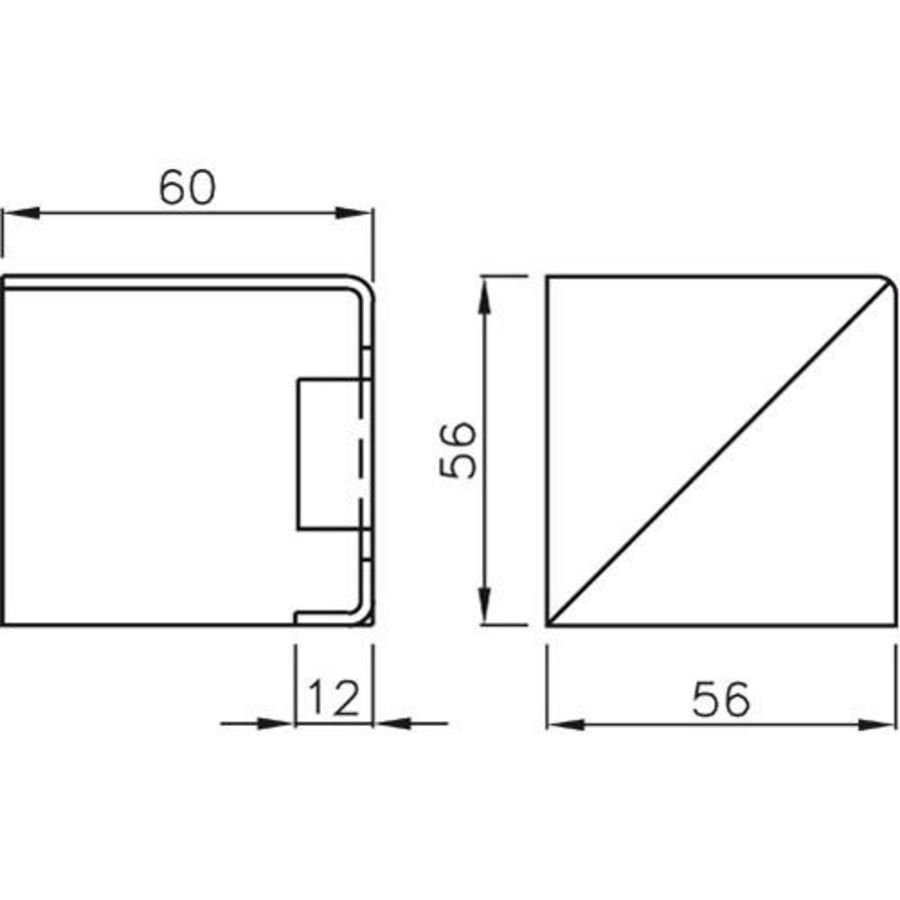 Plenum buitenhoek Sdz 56x56 H60