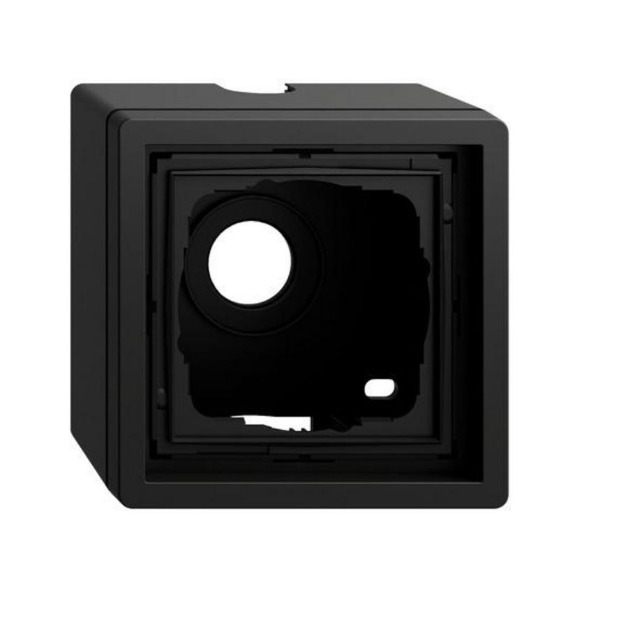 opbouwbehuizing 1-voudig + Afdekraam Gira F100 zwart m(gel.)