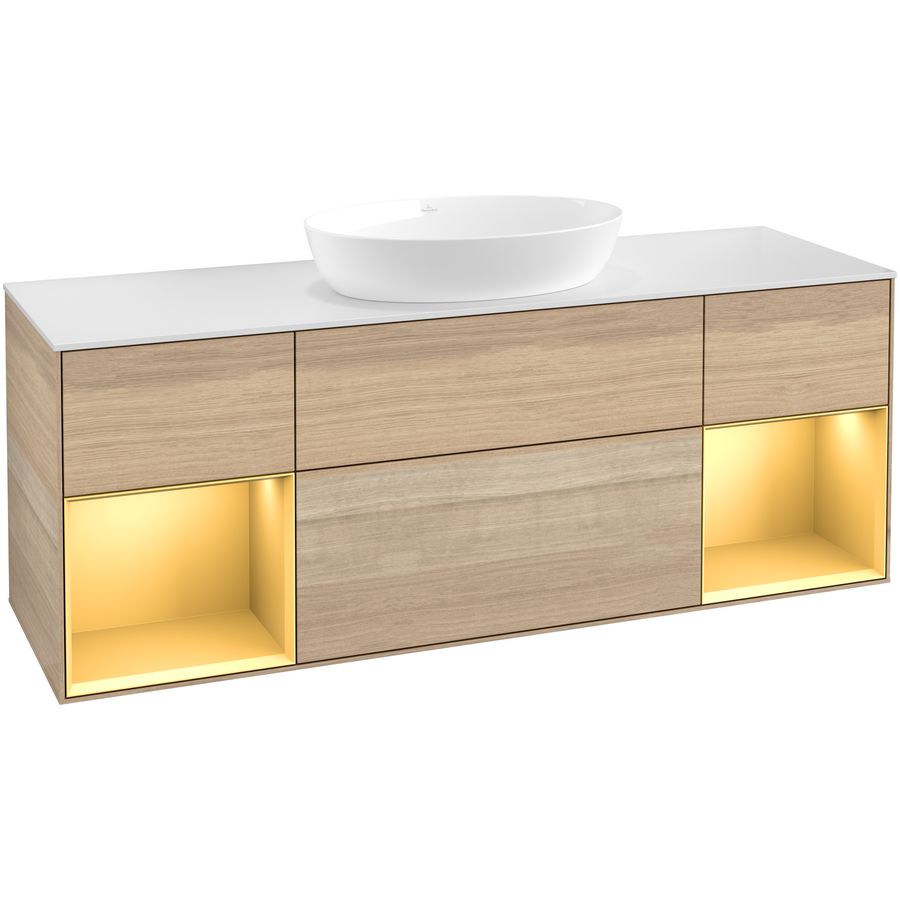 Wastafelonderkast Finion 1600x603x501mm Oak Veneer GD01HFPC