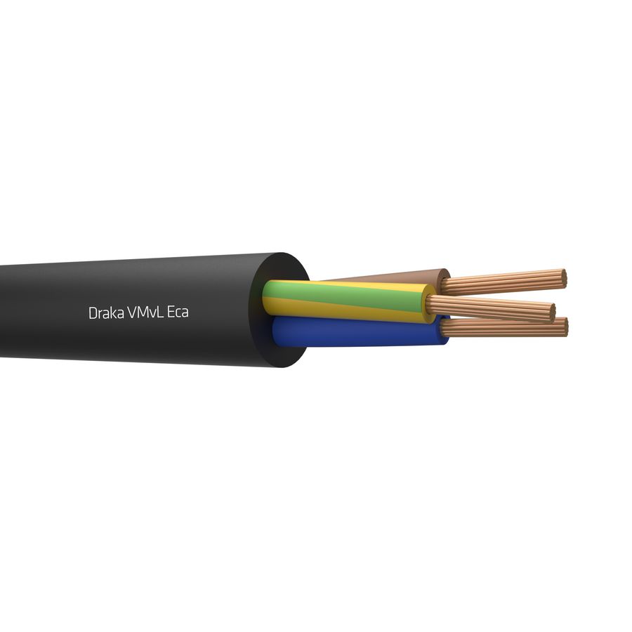 Ring a 100m. soepel vinylsnoer H05VV-F VmVL Eca zwart  3G1,5mm² (geel/groen-blauw-bruin)