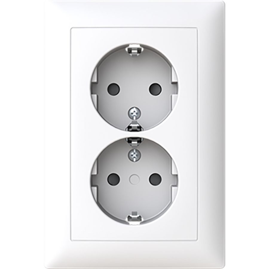 Wandcontactdoos randaarde dubbel kv diep inbouw SI-B-alpin wit
