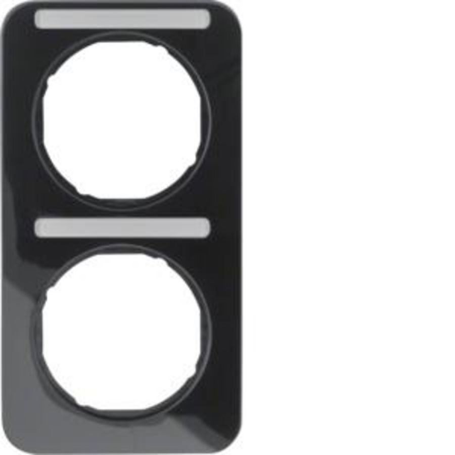 Afdekraam 2-v vert. met tekstveld berker R.1 zwart glans