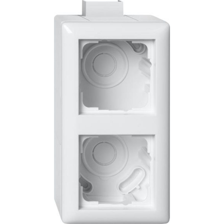 opbouwbehuizing 2-voudig + Afdekraam + K/P25 Gira Standard 55 zuiver wit