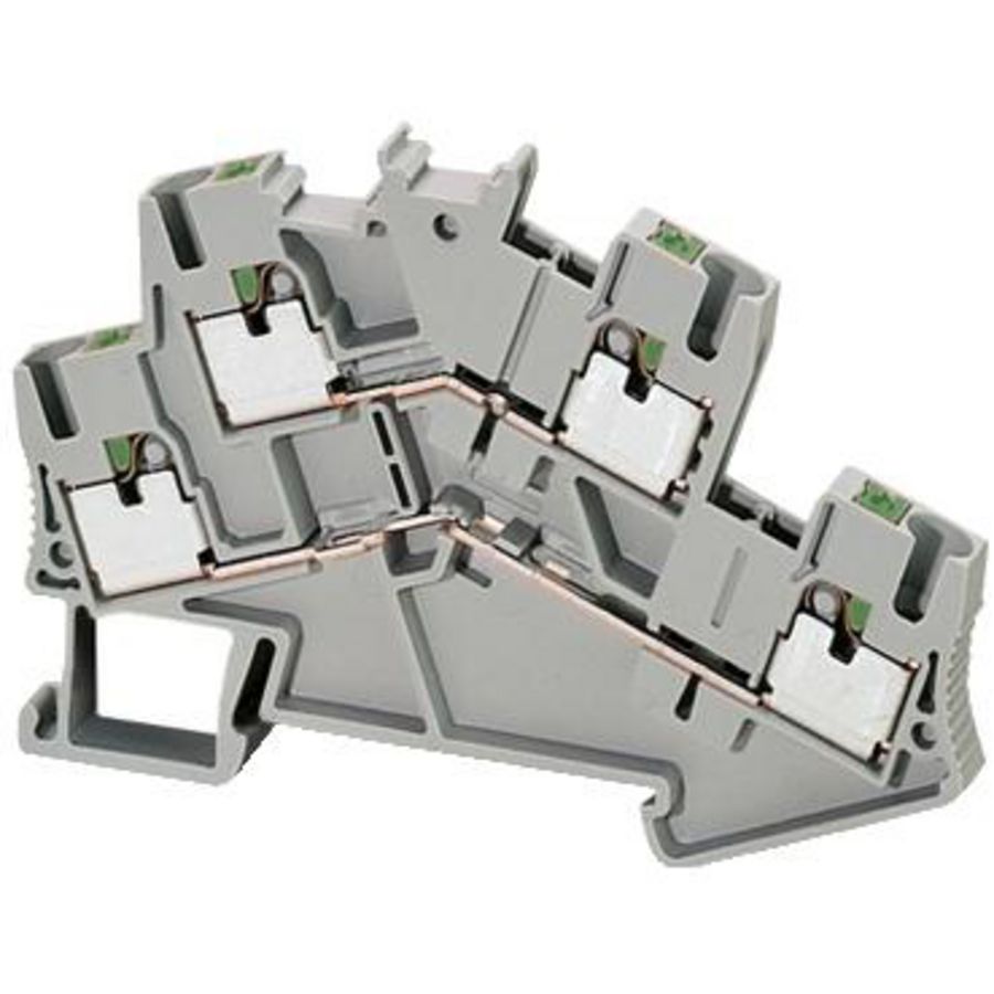 Doorvoer blok 2,5mm² 22A Dubbel niveau Push-in VVE=50