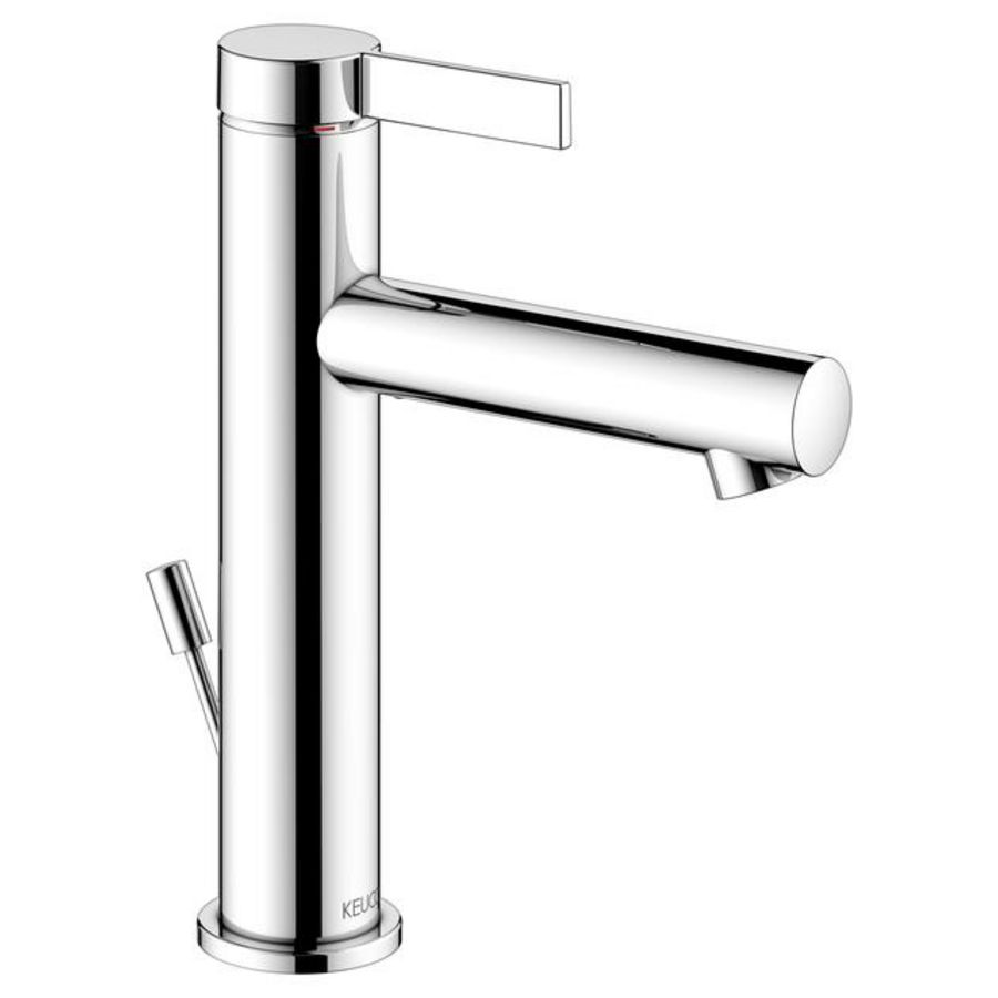 1-hendel wastafelmengkraan 130 met trekstang en afvoerg.