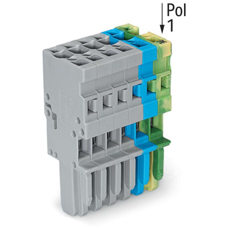 1-draads female steker CAGE CLAMP 4mm² groen-geel/bl VVE=25