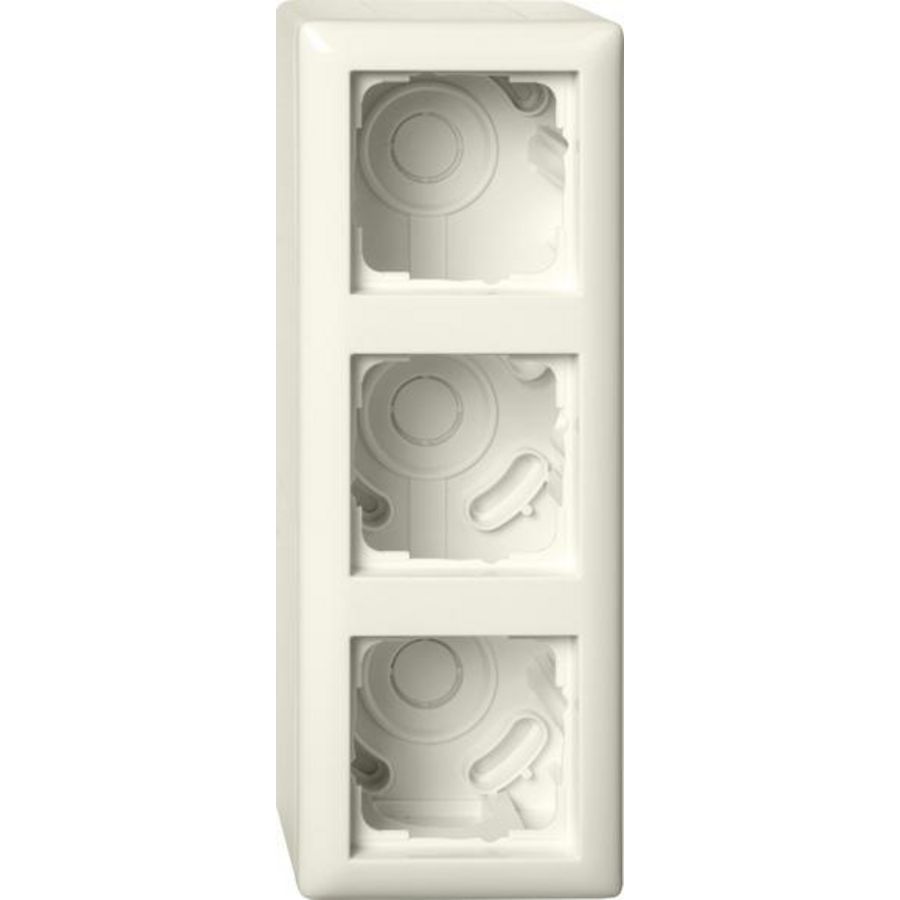 opbouwbehuizing 3-voudig + Afdekraam Gira Standard 55 creme wit