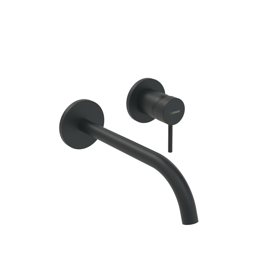 Wandafbouwset HANSAPUBLIC wandmengkraan vaste uitloop, inkortbare sprong 235-300mm Ø19mm mat zwart