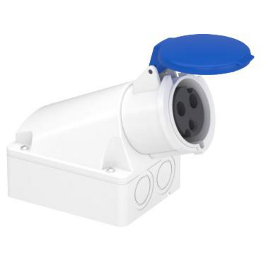 Wandcontactdoos Gehoekt 2P+A 32A 200-250V AC 6h PratiKa