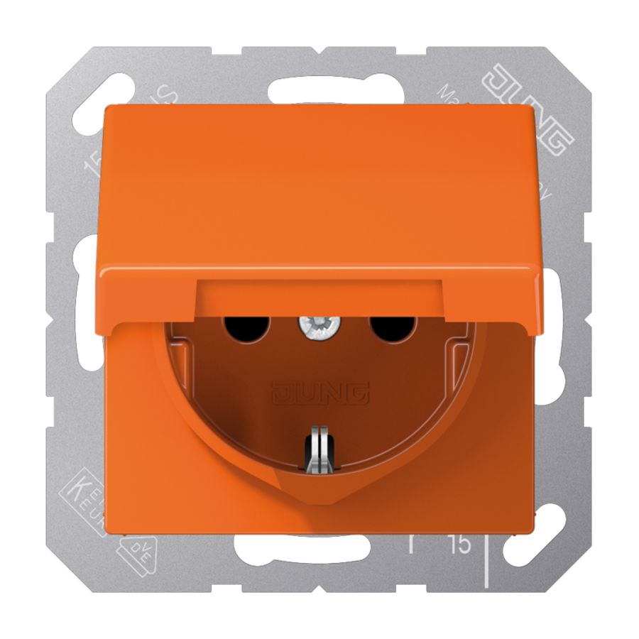 Wandcontactdoos oranje R/A ki.bev.& klapd. ABAS